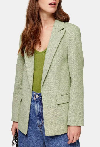 Topshop Khaki Slouch Double Breasted Blazer
