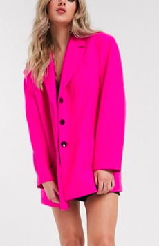 ASOS DESIGN extreme dad blazer in hot pink