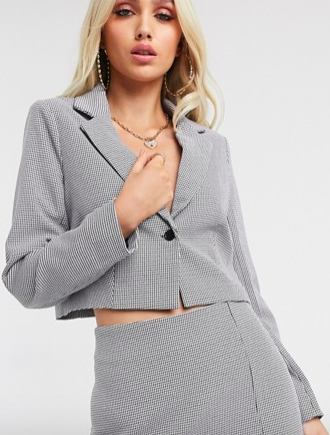 Missguided two-piece cropped blazer in gingham check