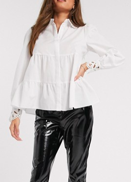 River Island tiered shirt in white