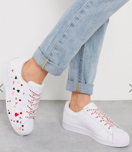 adidas Originals Heart Print Superstar sneaker in white