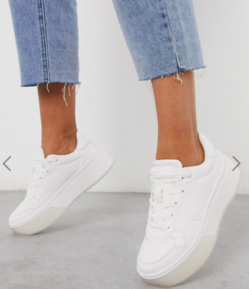 bershka white platform sneakers