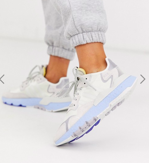 adidas Originals Nite Jogger sneakers in white and blue