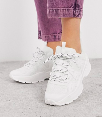 Monki chunky sole sneaker with mesh in white