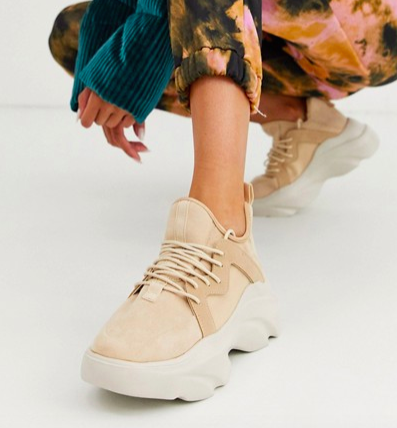 ASOS DESIGN Director chunky lace up sneakers in beige
