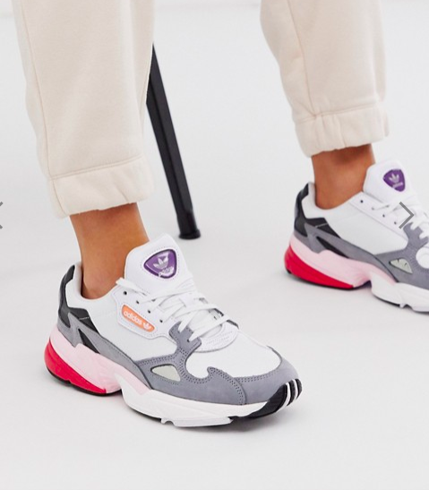 adidas Originals Falcon sneakers in white and gray