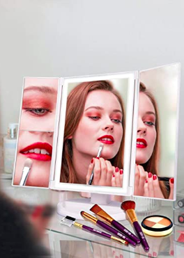 Tri-fold Lighted Vanity Makeup Mirror 