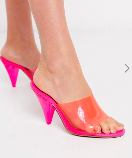 ASOS DESIGN Notify heeled mules in hot pink