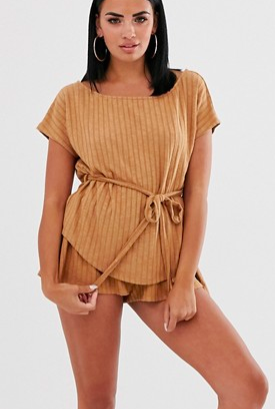 ASOS DESIGN mix &amp; match lounge off shoulder top with tie