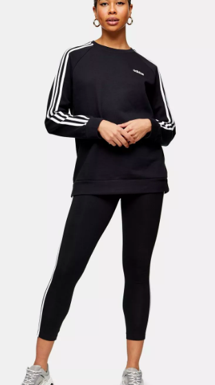 Black Three Stripe Leggings By Adidas