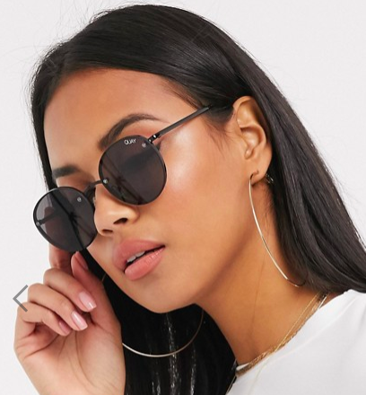 Quay Australia Farrah round sunglasses in black with smoke lens