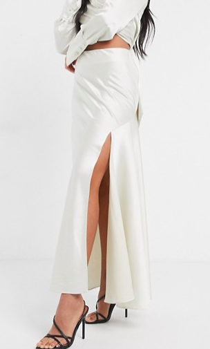 Significant Other lucine satin maxi skirt with slit