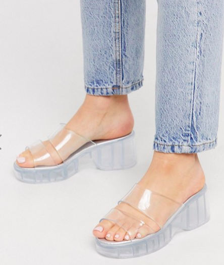 ASOS DESIGN Favorite chunky double strap 90s jelly sandals in clear