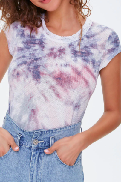Forever 21 Lace-Trim Tie-Dye Tee