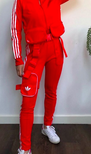 adidas Originals Ji Won Choi x Olivia track pants with removable belt pocket in red