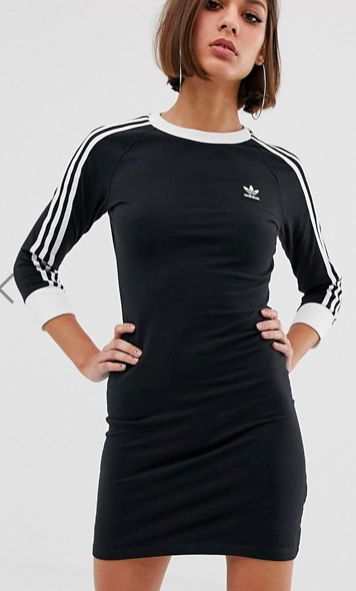 Adidas Originals 3 stripe dress in black