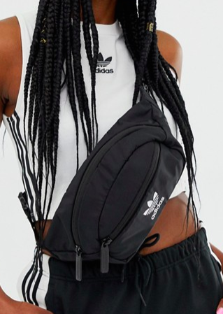 adidas Originals fanny pack in black with taping strap