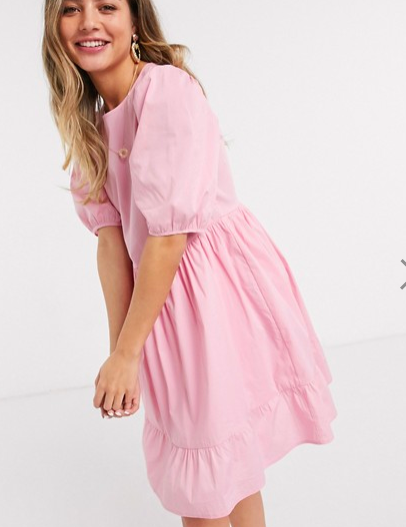 New Look mini poplin smock dress in pink