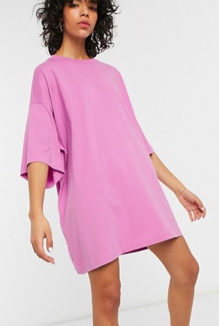 Weekday oversized t-shirt dress in violet