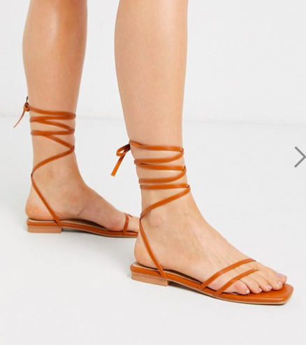 RAID Summer ankle tie gladiator sandal in tan