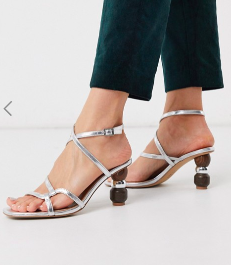 Who What Wear Ryleigh strappy sandals with heel interest in silver