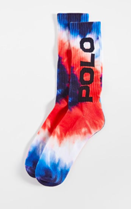 Polo Ralph Lauren Red White Blue Tie Dye Socks  