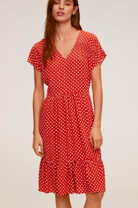 Mango Polka-dot flared dress