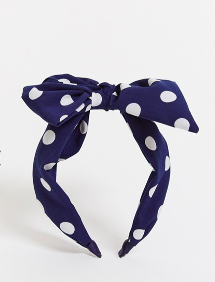 ASOS DESIGN headband with bow in polka dot