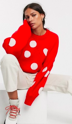 &amp; Other Stories heart and polka dot sweater in red