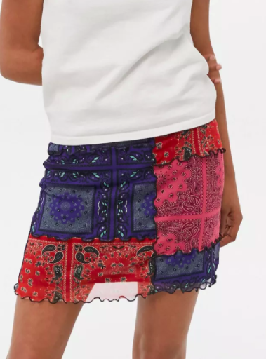 UO Bandana Patchwork '90s Mesh Mini Skirt