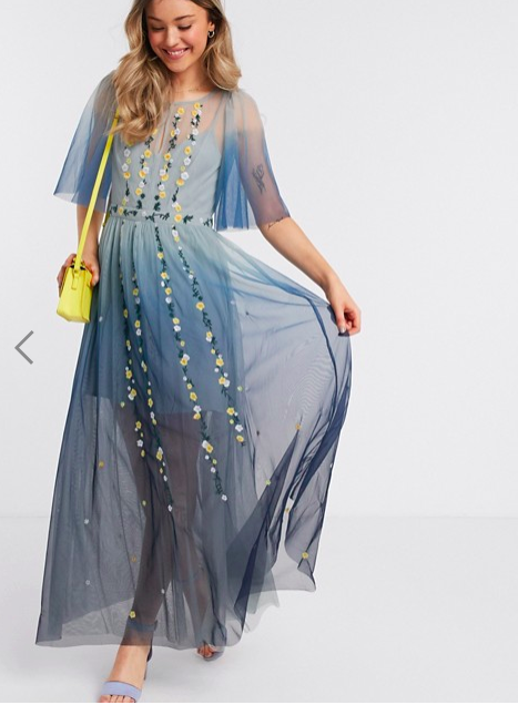 French Connection ombre embroidered maxi dress