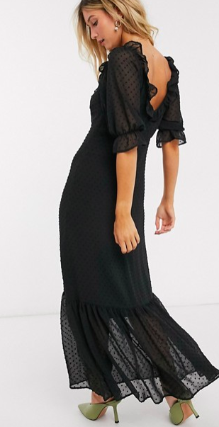 ASOS DESIGN scoop neck maxi dress in dobby in black