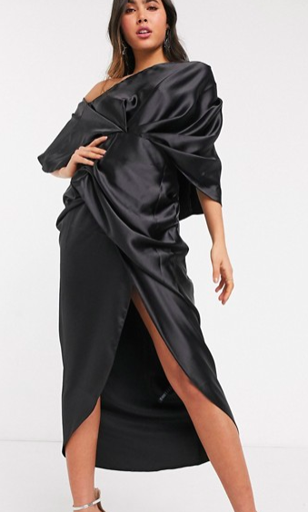 ASOS EDITION drape asymmetric maxi dress in satin