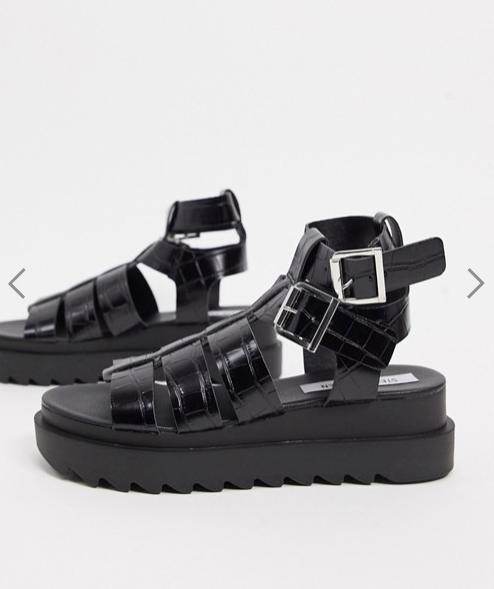 black chunky flatform sandals
