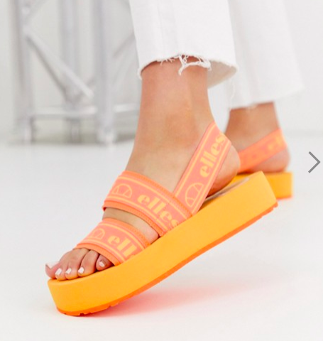 Ellesse giglio flatform logo sandal in orange