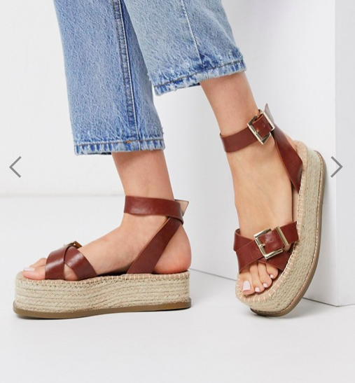 ASOS DESIGN Tina chunky espadrille flatforms in tan