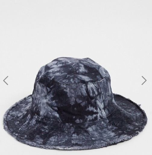 Topshop tie dye denim bucket hat in black