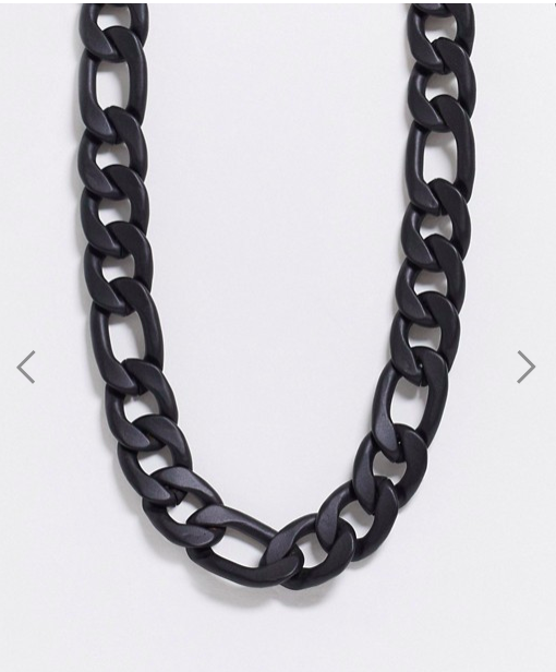 Chained &amp; Able chunky rubberized neckchain in black with silver clasp