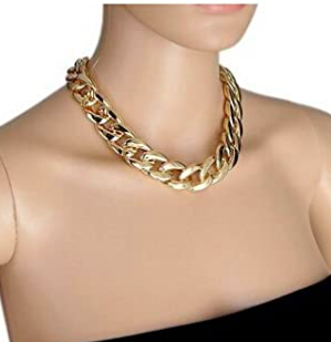 Gold Chunky Large Bling Statement Curb Chain Fashion Necklace Choker By VAGA
