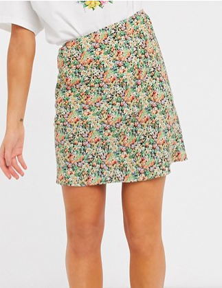 ASOS DESIGN mini bias slip skirt in ditsy floral print