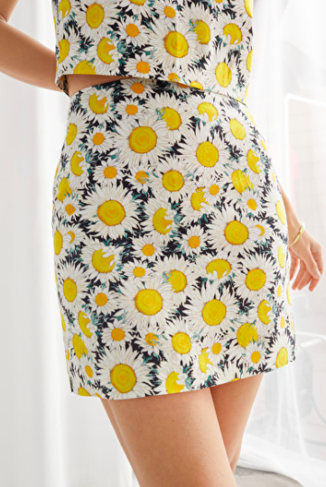 Stories Linen Blend A-Line Mini Skirt