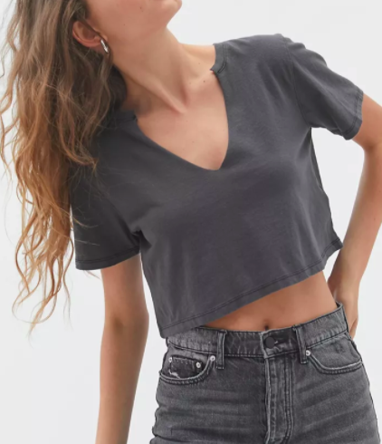 BDG Arcadian Notch Neck Cropped Tee