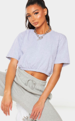 PLT GREY CROPPED T SHIRT