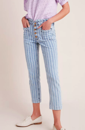 Pilcro High-Rise Striped Acid Wash Straight Jeans