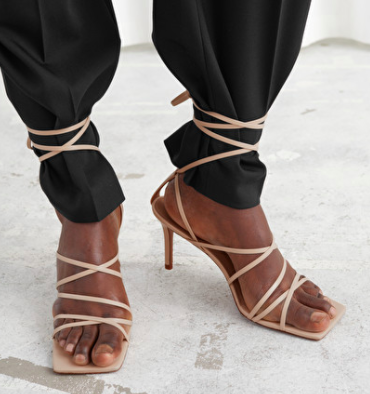 Stories Square Toe Leather Heeled Sandals