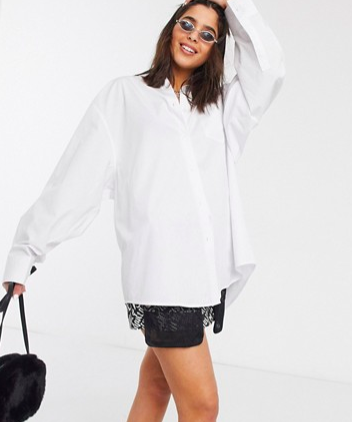 COLLUSION oversized shirt in white