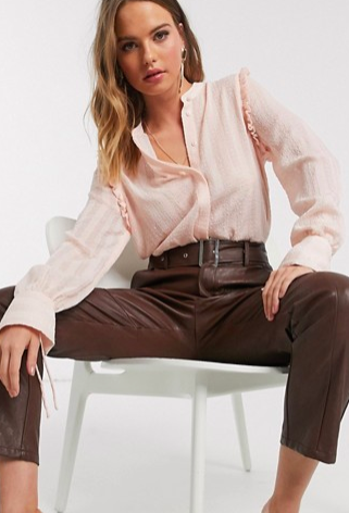 Vero Moda textured blouse with cuff details in blush