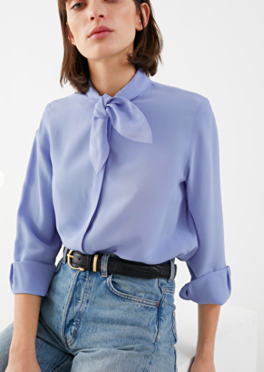 Stories Satin Pussy Bow Blouse