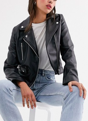 ASOS DESIGN ultimate faux leather biker jacket in black