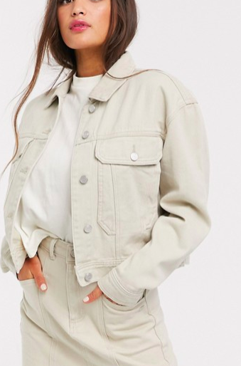 Pull&amp;Bear denim jacket two-piece in beige